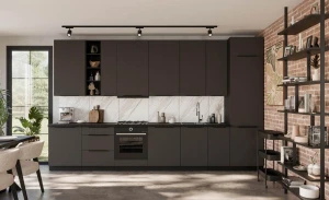 Küchenmöbel-Set Aria graphit/schwarz 390 cm mit Arbeitsplatte