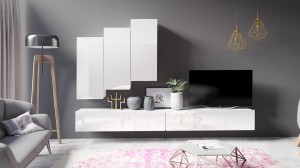 Wohnwand Calabrini 20 weiß/ weiß hochglanz 