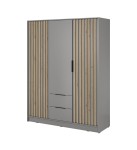 Kleiderschrank Nelly 3D Schubladen 155cm grau