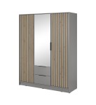 Kleiderschrank Spiegel Nelly 3D 155cm grau