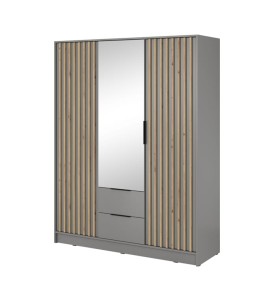 Kleiderschrank Spiegel Nelly 3D 155cm grau
