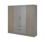 Kleiderschrank Nelly 4D Schubladen 206cm grau
