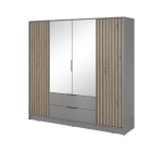 Kleiderschrank Spiegel Nelly 4D 206cm grau