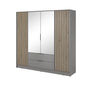 Kleiderschrank Spiegel Nelly 4D 206cm grau